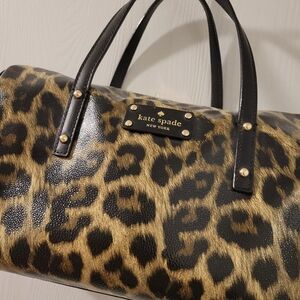 kate spade Leopard Print Satchel - Black & Brown